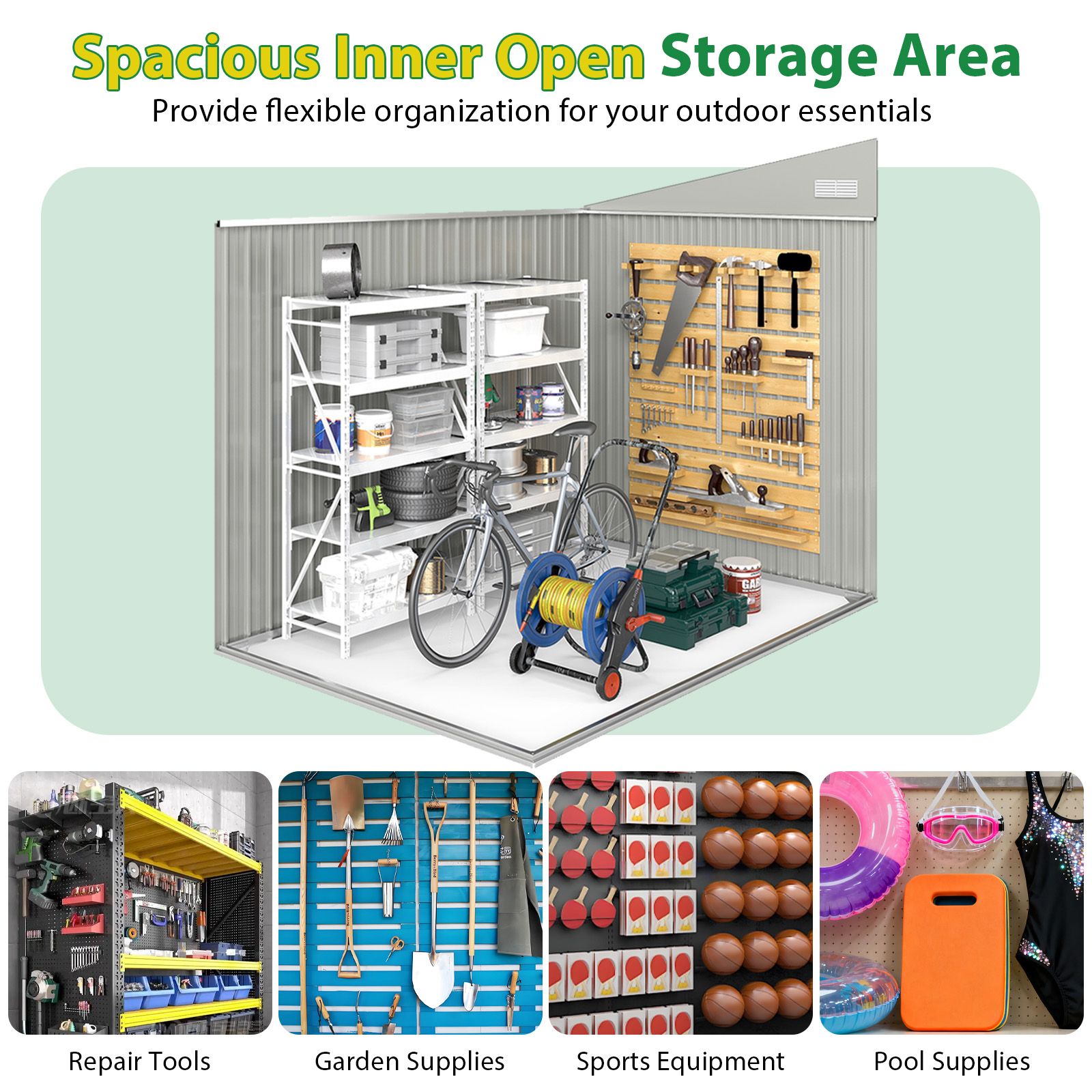 Pro-Tect 7.5'x5' Dual Entrance Metal Lean To Shed - Dark Grey - Image 10