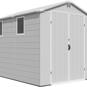 Pro-Tect Essential 6'x8' Plastic Resin Garden Shed with Integral Floor - Light Grey