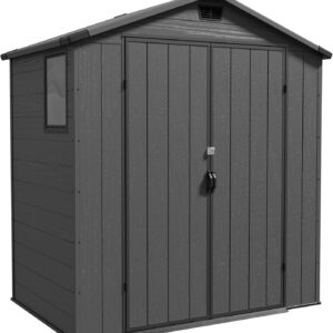 Pro-Tect Essential 6'x4' Plastic Resin Garden Shed with Integral Floor - Dark Grey
