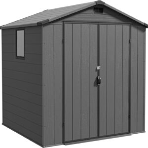 Pro-Tect Essential 6'x6' Plastic Resin Garden Shed with Integral Floor - Dark Grey