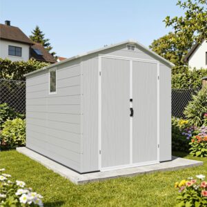 Pro-Tect Essential 6'x10' Plastic Resin Garden Shed with Integral Floor - Light Grey