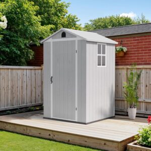Pro-Tect Essential 4'x4' Plastic Resin Garden Shed with Integral Floor - Light Grey