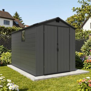 Pro-Tect Essential 6'x10' Plastic Resin Garden Shed with Integral Floor - Dark Grey