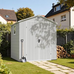 Pro-Tect Essential 6'x6' Plastic Resin Garden Shed with Integral Floor - Light Grey