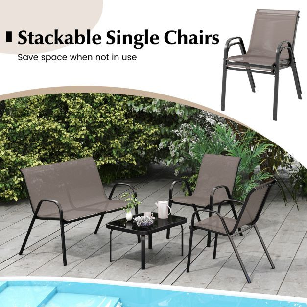 Pro-Tect 4 Piece Metal Chair and Tempered Glass Tabletop with Fabric Seat - Grey - Image 10