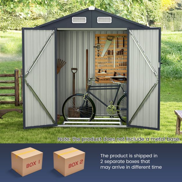 Pro-Tect 6x3 Metal Apex Double Hinged Shed with Foundation Grid - Dark Grey - Image 13