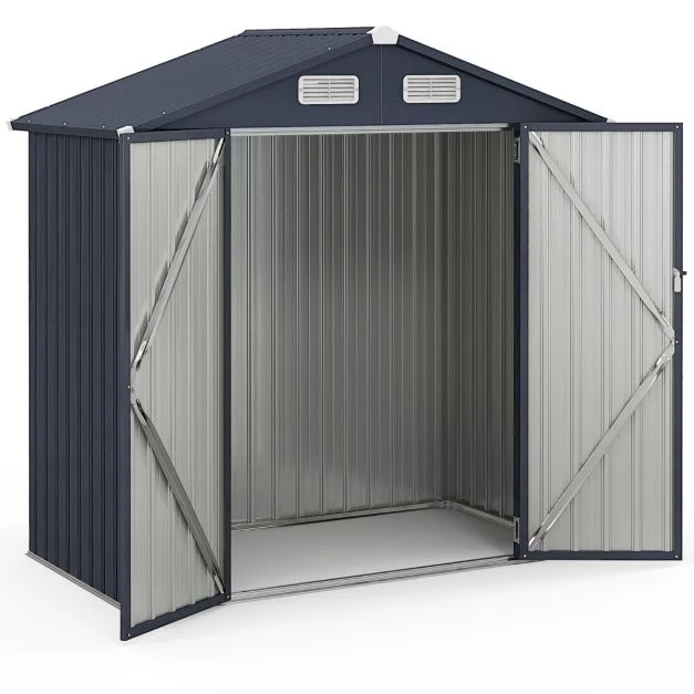 Pro-Tect 6x3 Metal Apex Double Hinged Shed with Foundation Grid - Dark Grey - Image 6