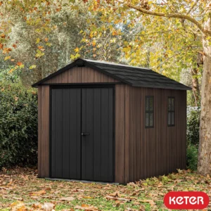 Keter 7.5' x 11' Rosewood Plastic Shed with Front Entry