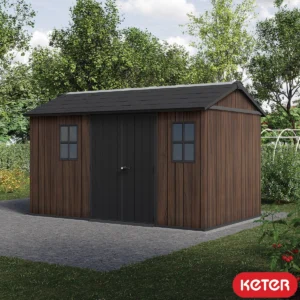 Keter 13'x 7.5' Rosewood Plastic Shed with Side Entry