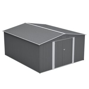 Pro-Tect 12'x14' Metal Apex Shed with Foundation Grid - Grey