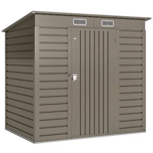Outsunny 6ft x 4ft Metal Pent Garden Shed- Light Grey