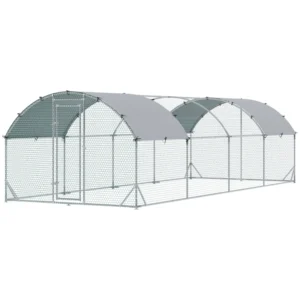 Outsunny PawHut 25ftx9ft Galvanised Chicken Coop Hen House with Cover
