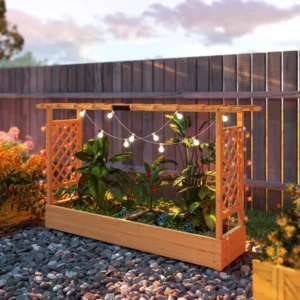 Outsunny Timber Extra Wide Planter and Trellis Garden Bed