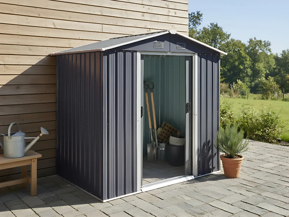 Pro-Tect Cirella 6x4 Metal Apex Shed - Graphite Grey - Image 4