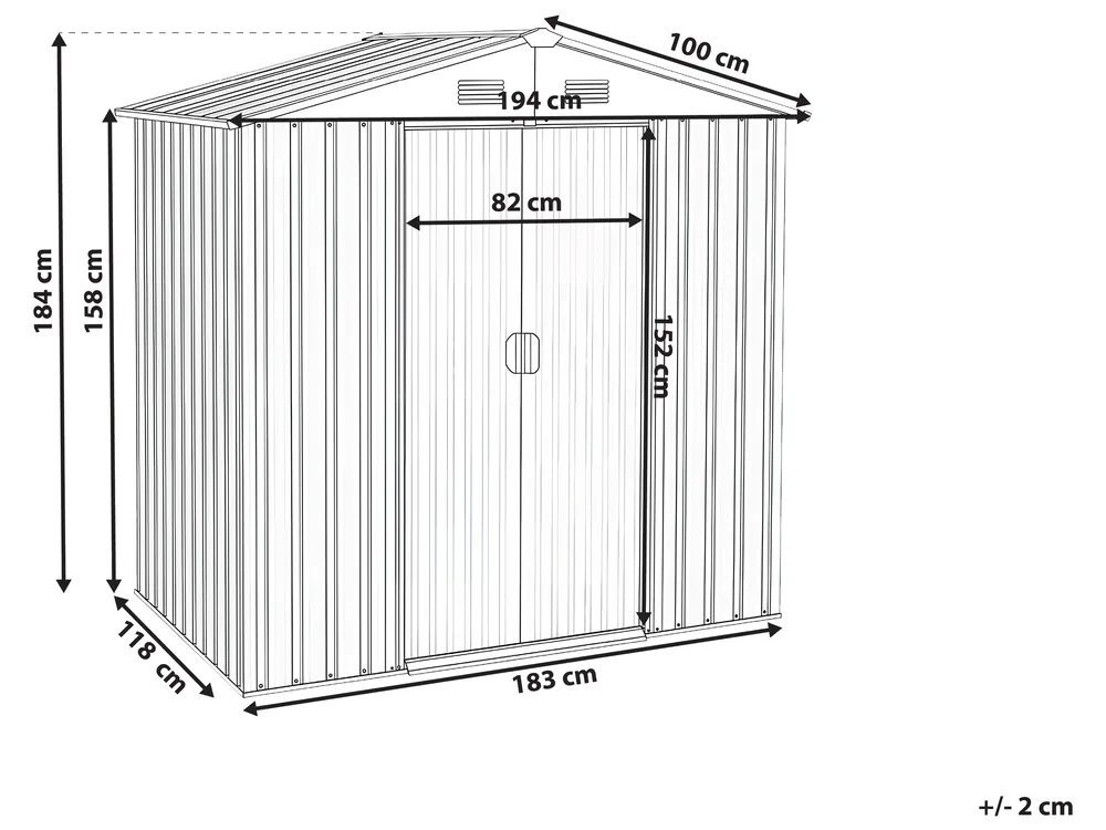 Pro-Tect Cirella 6x4 Metal Apex Shed - Graphite Grey - Image 12