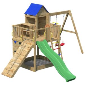 Shire Timber Treehouse Climbing Frame with Double Swing and Slide