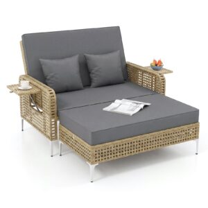 Pro-Tect 2-Piece Patio Daybed Set with Storage Ottoman - Grey