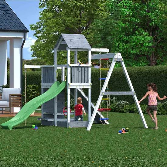 Shire Timber Activer Playground with Swing and Slide - Grey/White - Image 4