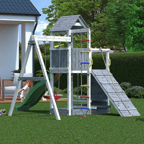 Shire Timber Activer Playground with Swing and Slide - Grey/White - Image 6