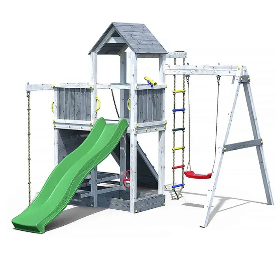 Shire Timber Activer Playground with Swing and Slide - Grey/White - Image 7