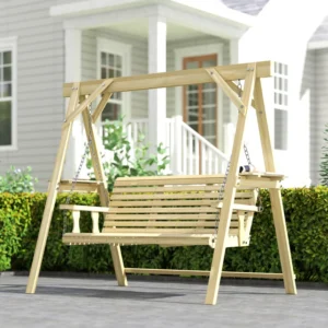 Outsunny Three-Seater Timber Swing Bench