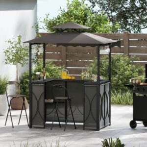 Pro-Tect Metal Grill Gazebo with Awning - Grey