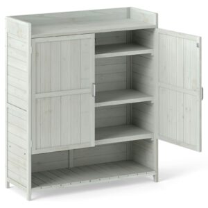 Pro-Tect Timber Potting Bench with Storage Removable Shelves - Grey