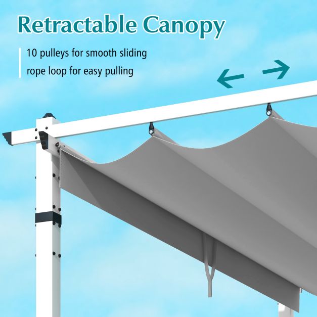 Pro-Tect 12x10  Aluminum Pergola with Retractable Canopy - White and Grey - Image 8
