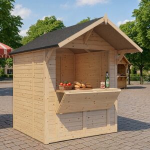 Rowlinson 6' x 6' Timber Bertilo Tongue & Groove Market Stall Kiosk (Coming Soon)