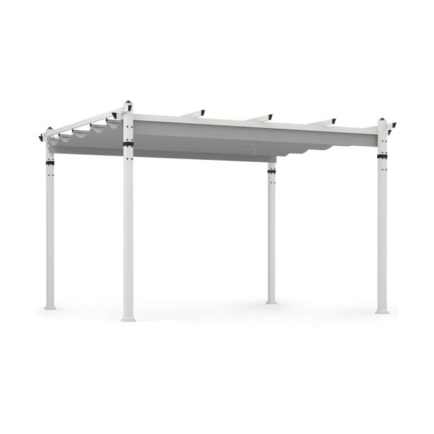 Pro-Tect 12x10  Aluminum Pergola with Retractable Canopy - White and Grey - Image 4