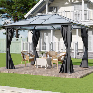 Living and Home 12'x10' Aluminium Grey Single-Roof Gazebo