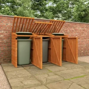 Pro-Tect Timber  8'x2.5' Triple Bin Store - Express Delivery
