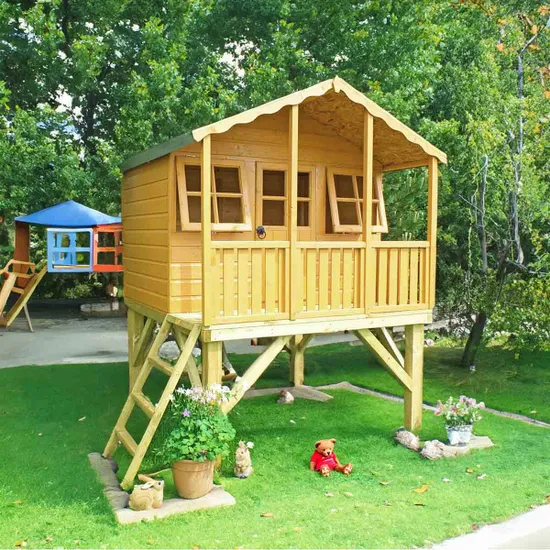 Shire Timber Stork 6'x4' Childrens Playhouse with Platform - Image 3