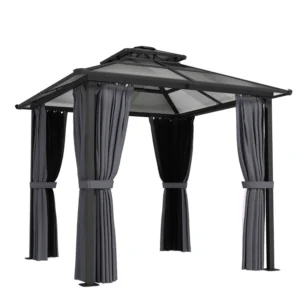 Outsunny 8'x 8' Hardtop Metal Gazebo Canopy - Dark Grey