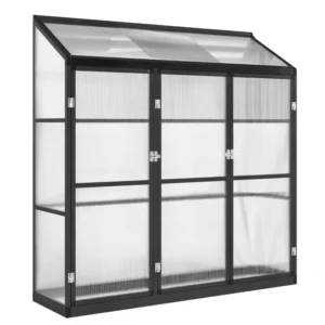 Outsunny 6 x 1.5ft Lean To Wall Polycarbonate Greenhouse - Black