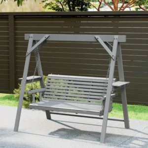 Outsunny Three-Seater Timber Swing Bench - Dark Grey