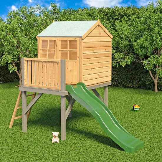 Shire Timber 6'x 4' Bunny Childrens Playhouse with Platform and Slide