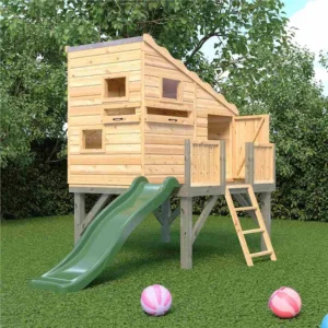Shire Timber 6'x4' Command Post Playhouse with Platform and Slide