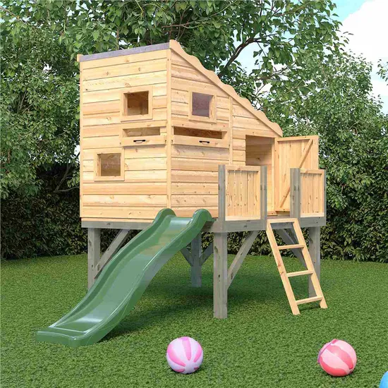 Shire Timber 6'x4' Command Post Playhouse with Platform and Slide
