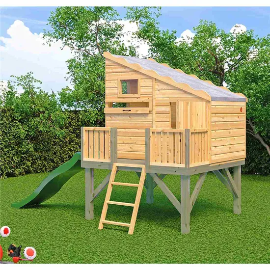 Shire Timber 6'x4' Command Post Playhouse with Platform and Slide - Image 6