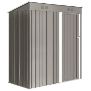Outsunny 5'x3' Outdoor Metal Storage Shed - Light Grey
