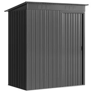 Outsunny 5'x3.5' Metal Pent Garden Storage Shed - Dark Grey
