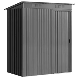 Outsunny 5'x3.5' Metal Pent Garden Storage Shed - Light Grey