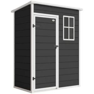 Outsunny 5'x3' Plastic Shed with Window - Black