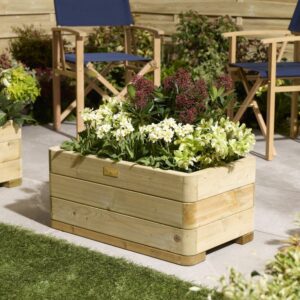 Rowlinson Traditional Timber Marberry Pre-Assembled Rectangular Planter 0.7m