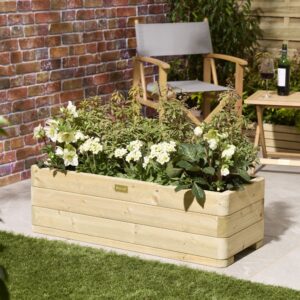 Rowlinson Traditional Timber Marberry Pre-Assembled Rectangular Planter 1m