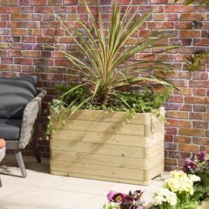Rowlinson Traditional Timber Marberry Pre-Assembled Tall Rectangular Planter