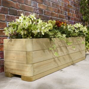 Rowlinson Traditional Timber Marberry Pre-Assembled Trough Planter 1.2m