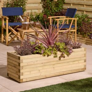 Rowlinson Traditional Timber Premier Patio Trough Planter - 1.2m