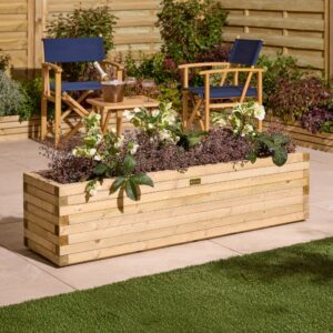 Rowlinson Traditional Timber Premier Patio Trough Planter - 1.5m